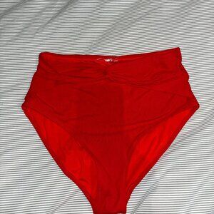 Extra high-waisted red bikini bottoms